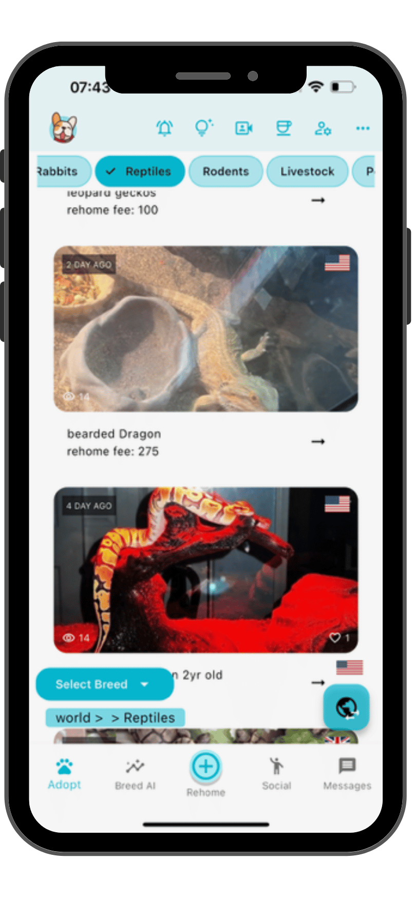 Best app to adopt reptiles screenshot